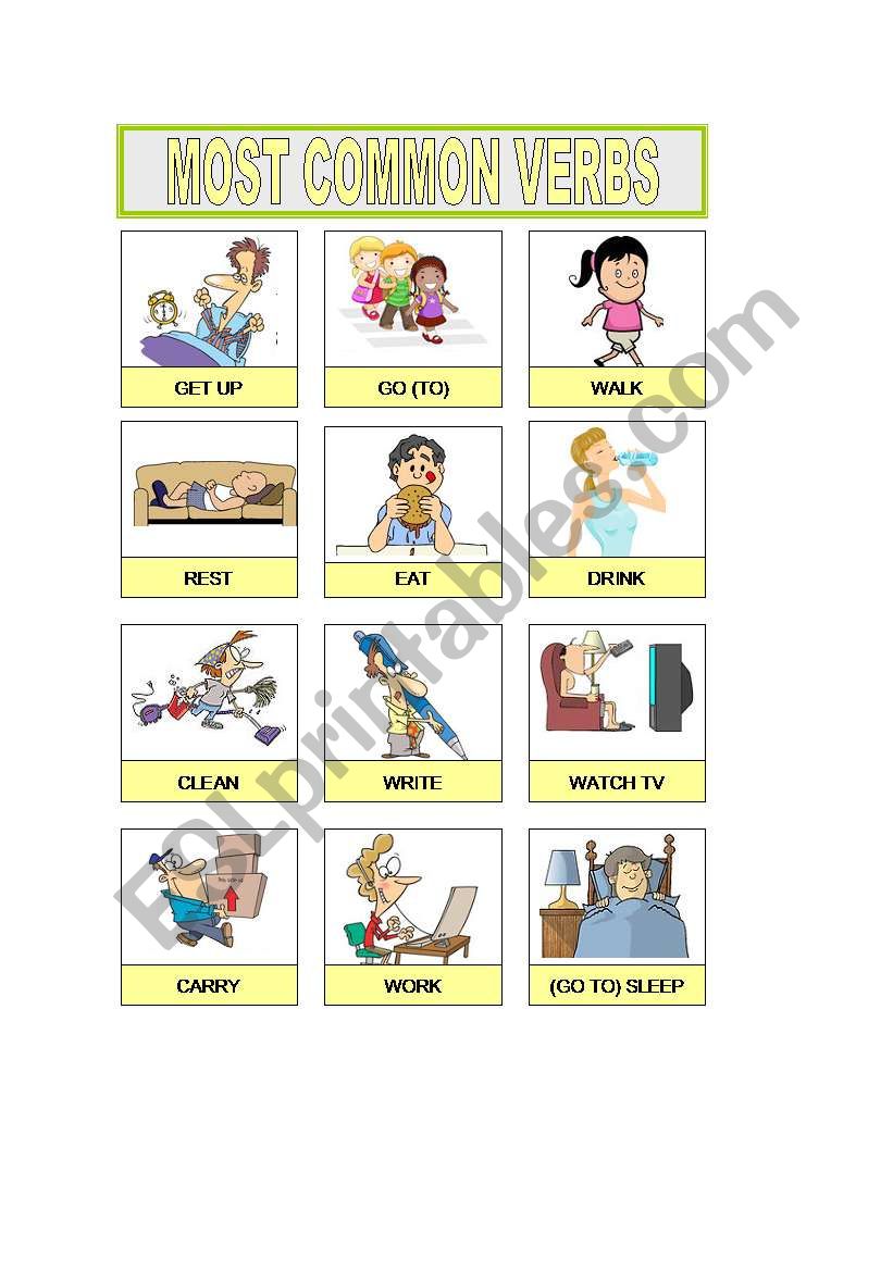 Most Common Verbs Pictionary worksheet