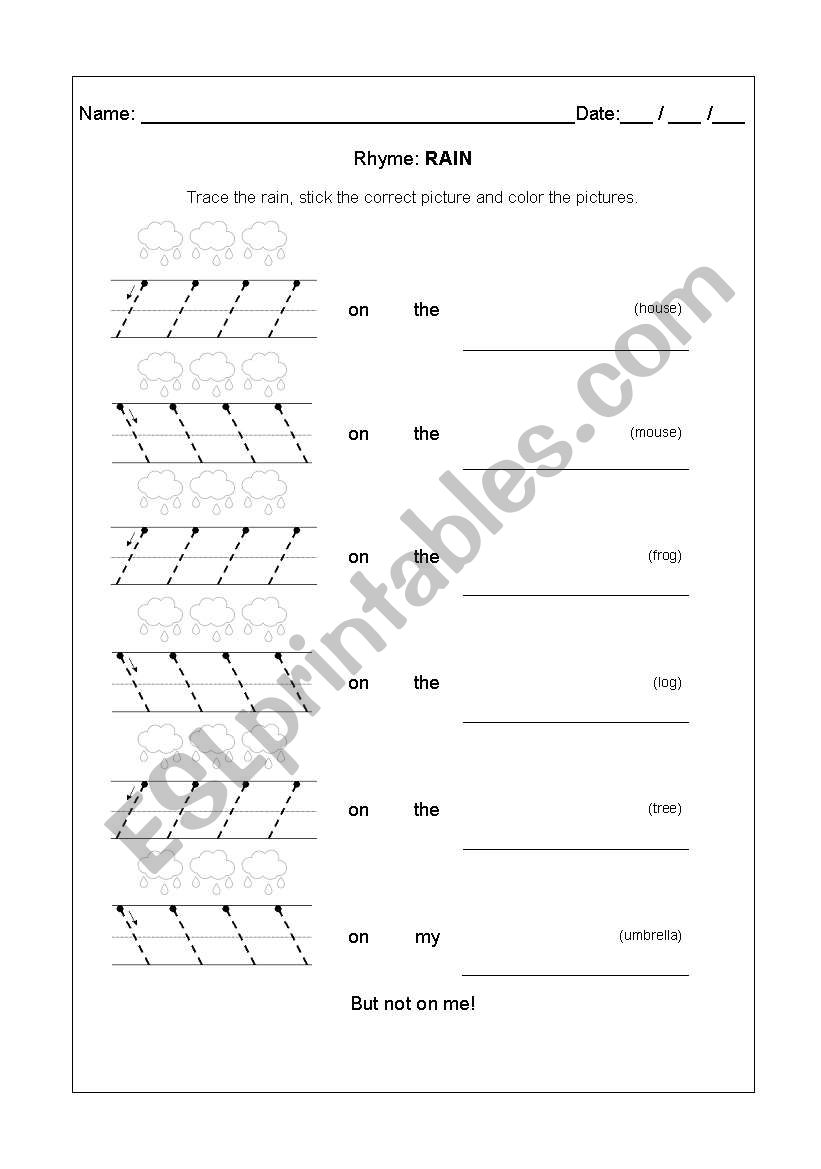 Rain Rhyme worksheet