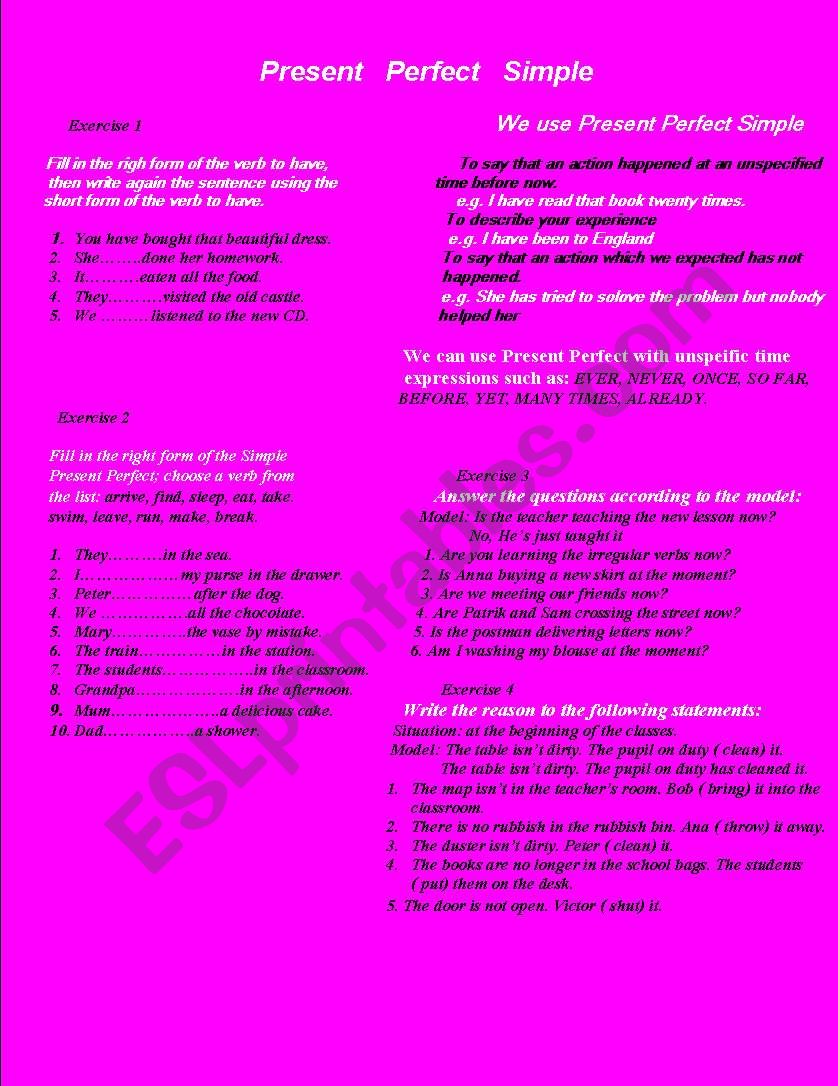 english-worksheets-present-perfect-simple