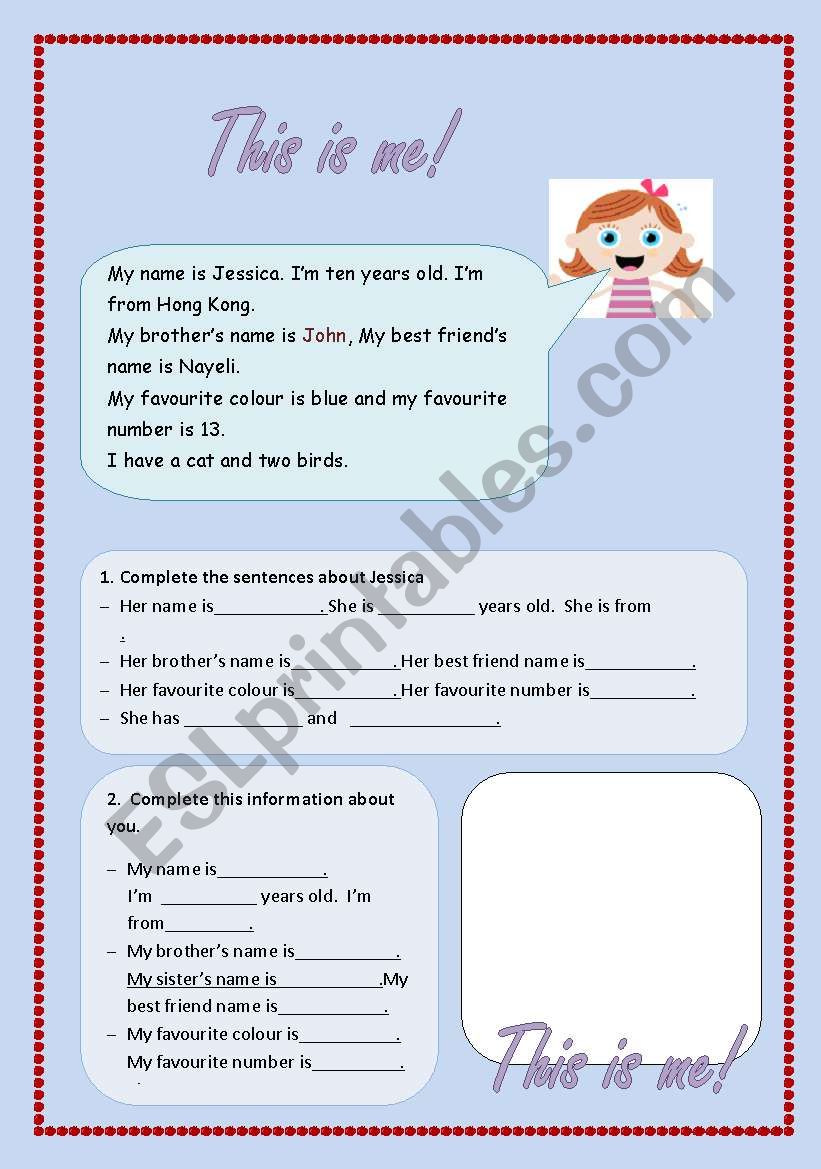 Personal information worksheet