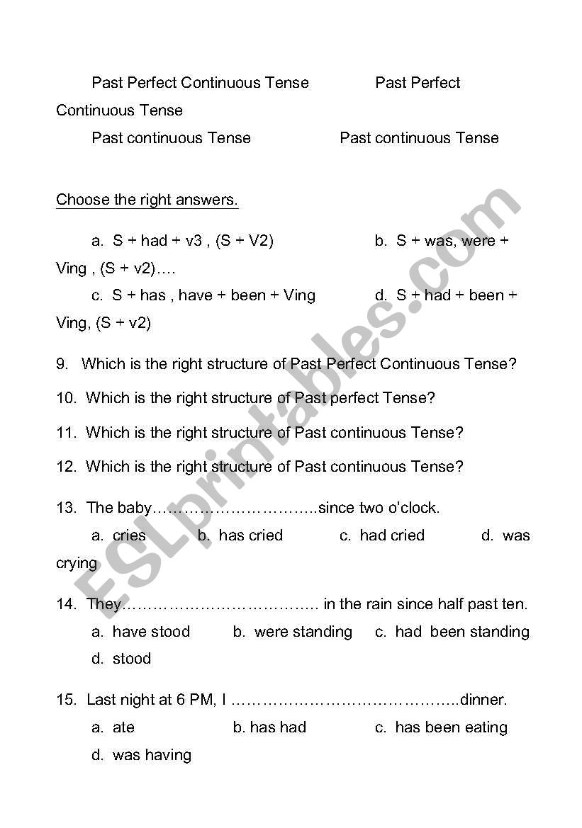 mixed tenses worksheet
