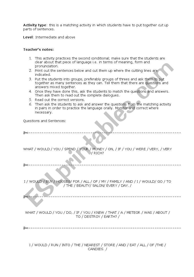 2nd conditional matching activity