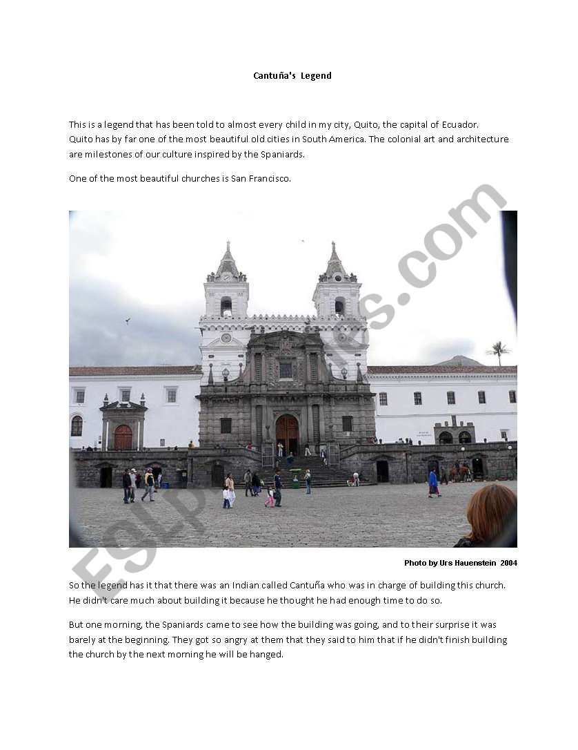 Legend of Quito, Capital City of Ecuador