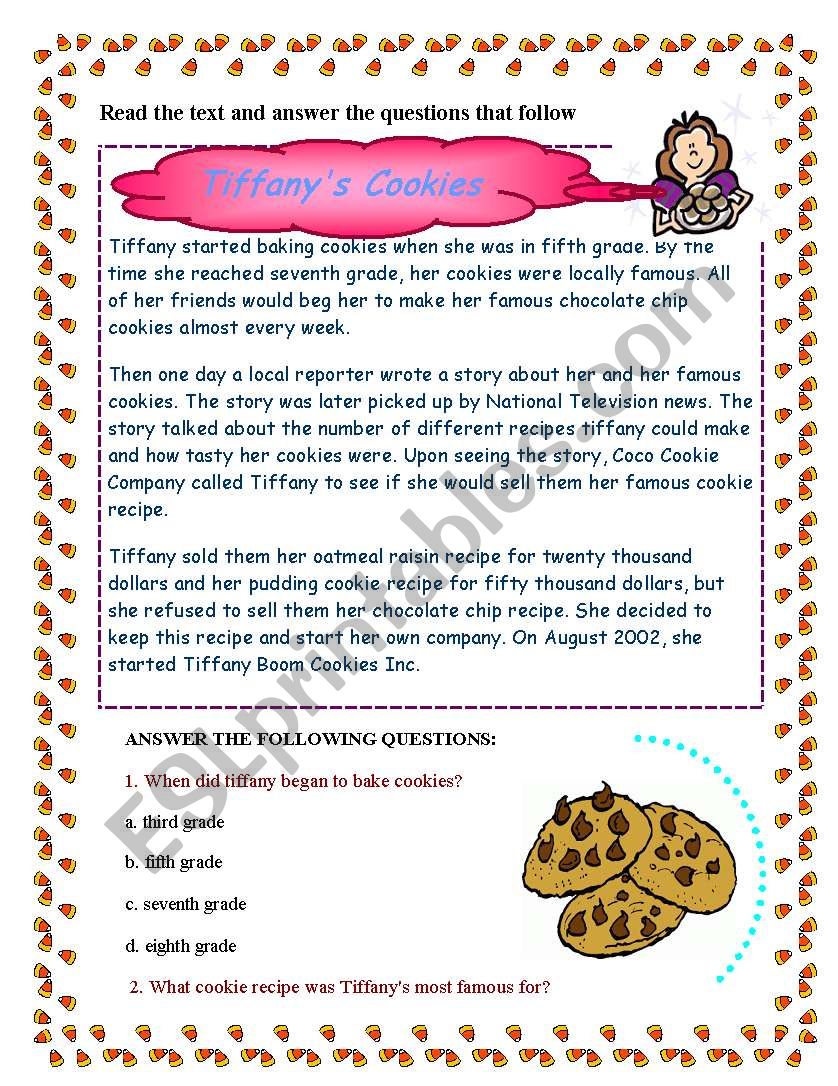 Tiffany´s Cookies - ESL worksheet by nora0000