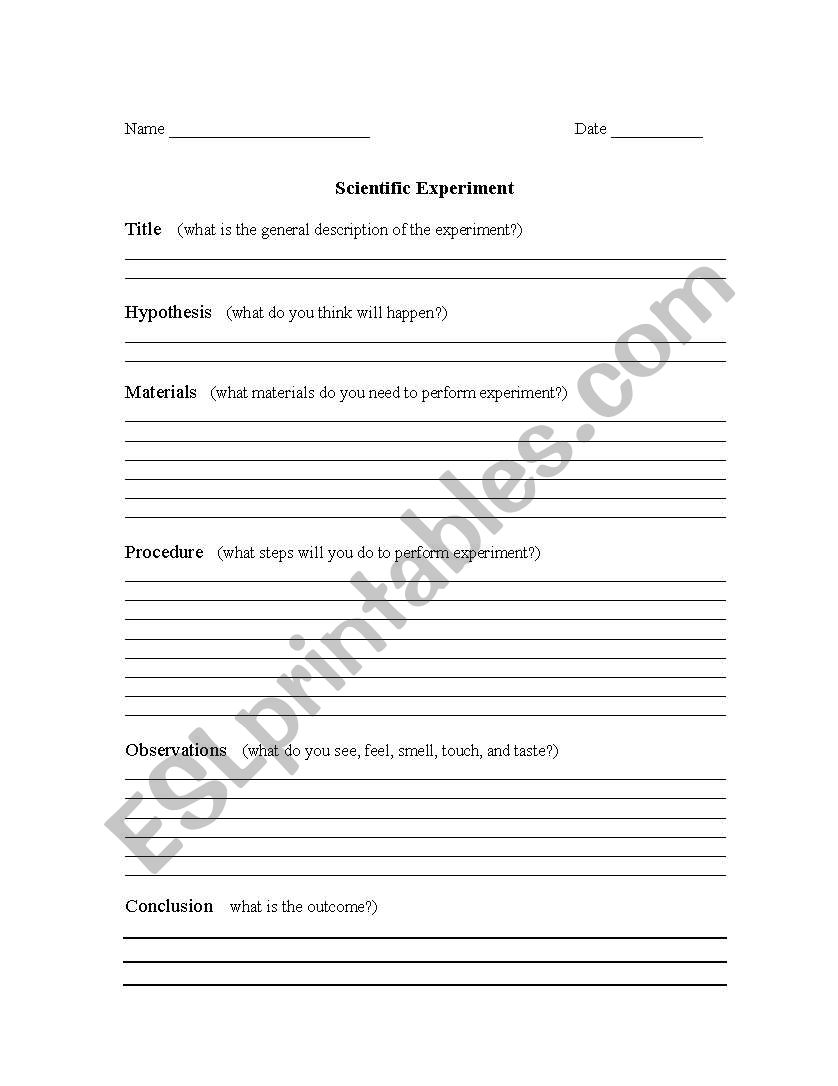 Scientific Experiment Worksheet