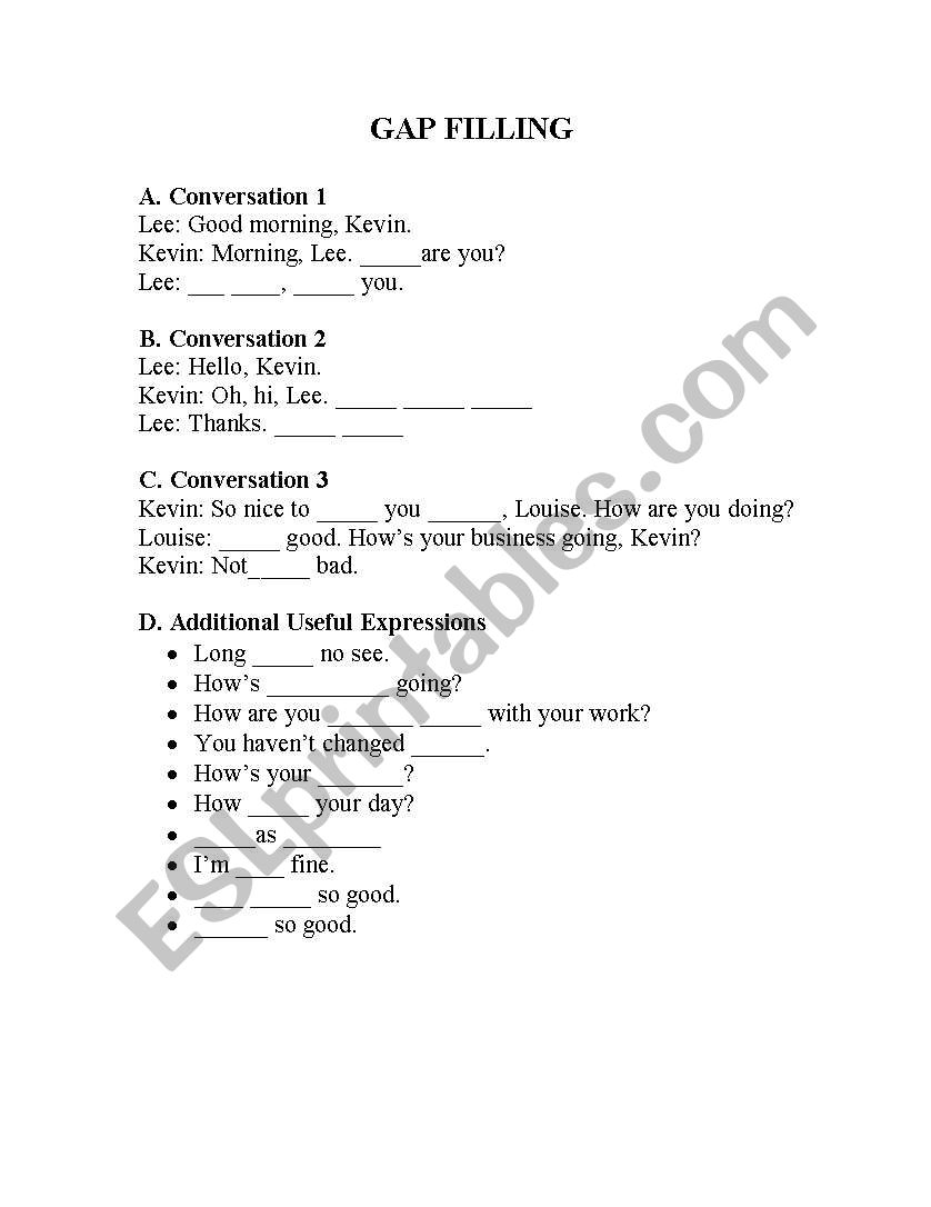 greeting exercises worksheet