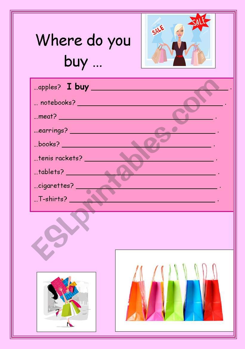 Where do you buy ... ? worksheet