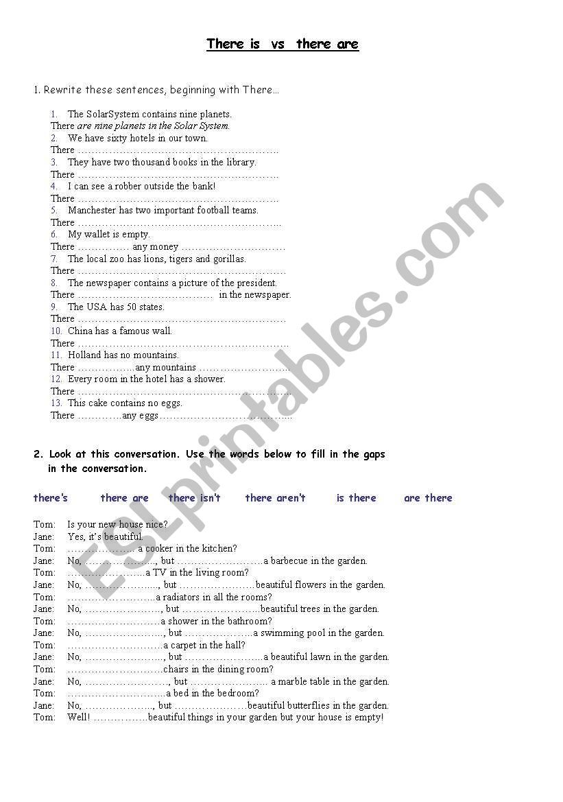 There is  vs  There are worksheet