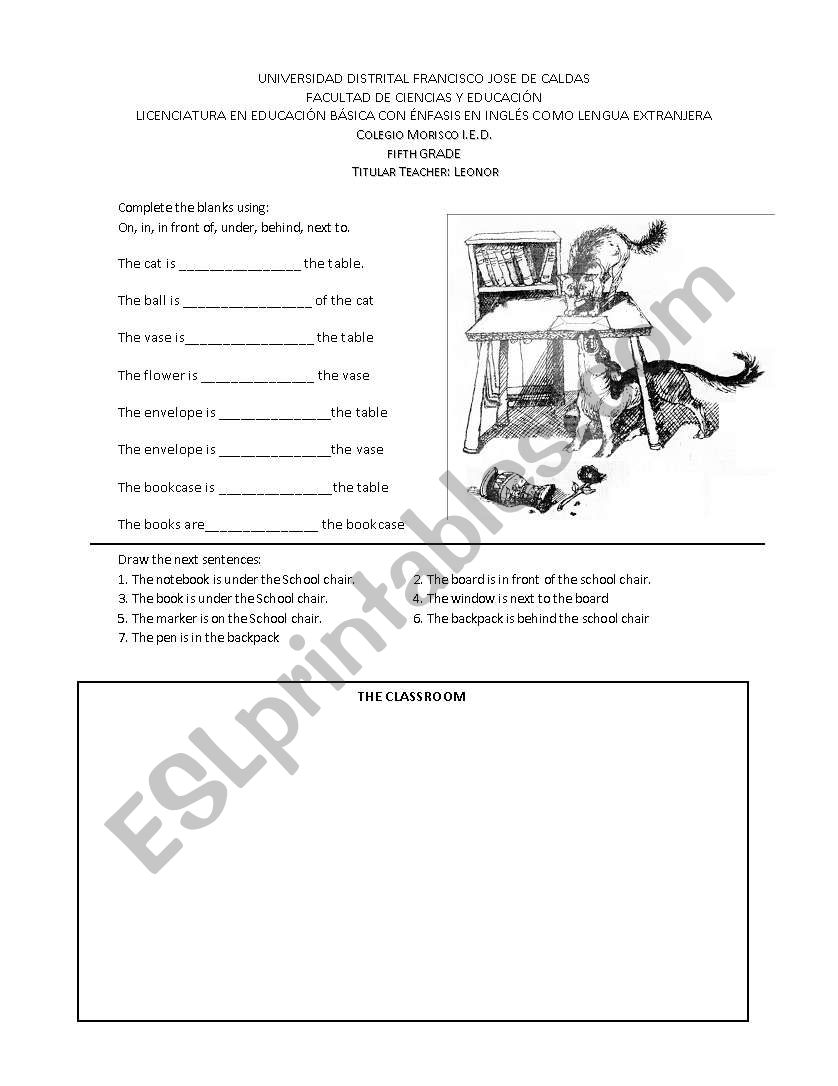 Prepositions worksheet