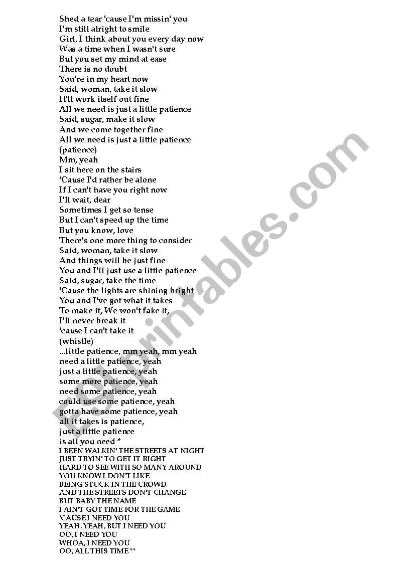 Patience Guns´n Roses - ESL worksheet by Re_cris