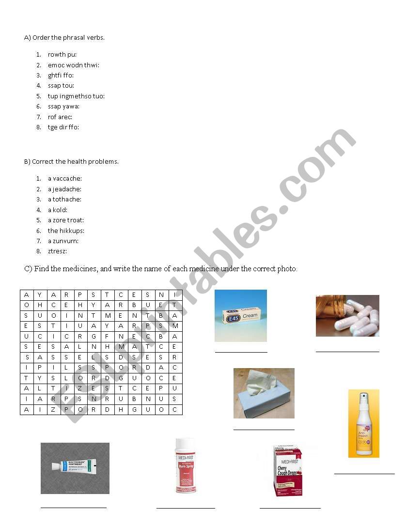 MEDICAL HANDOUT worksheet