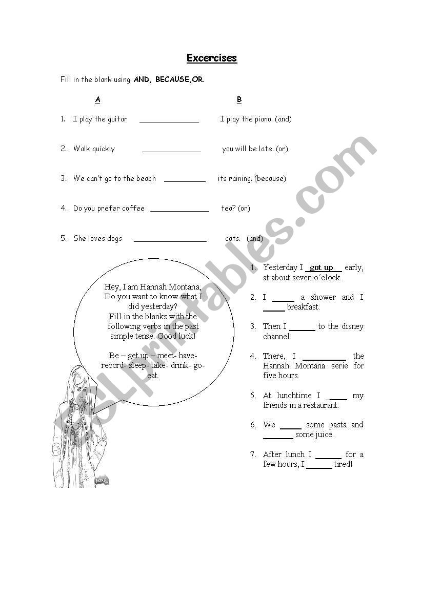 connectors OR, BECAUSE, AND worksheet