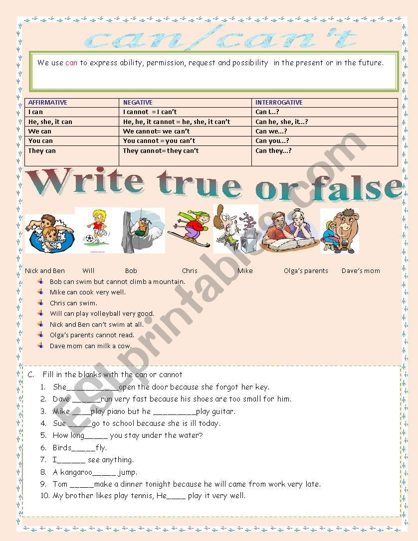 can and cant worksheet