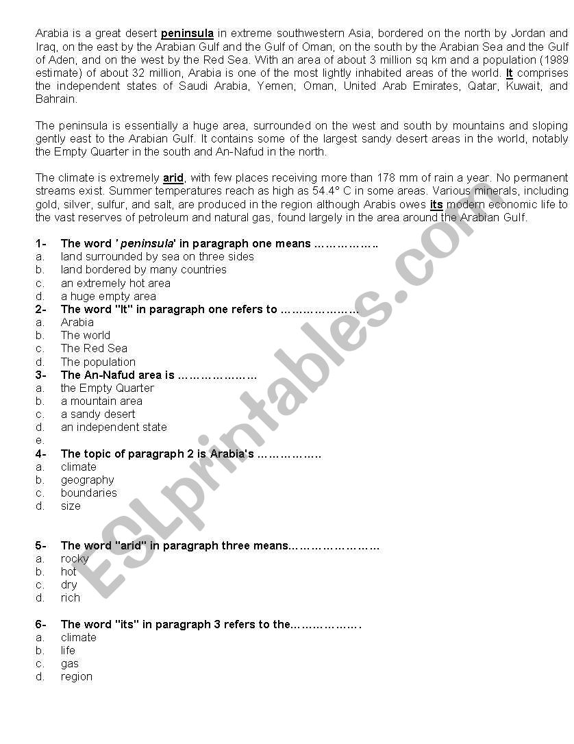 reading-comprehension-multiple-choice-questions-esl-worksheet-by-trakish