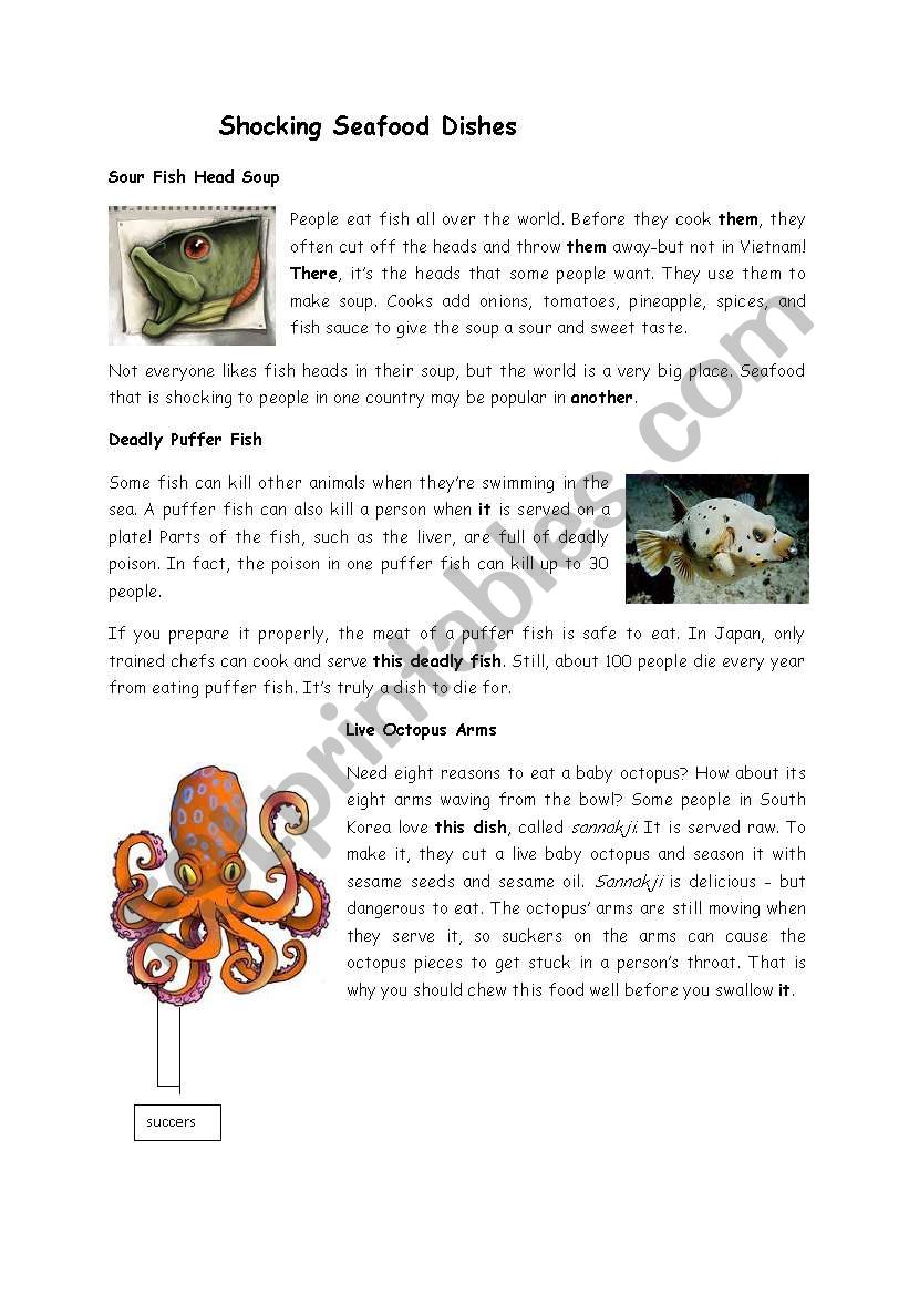 Shocking Seafood Dishes worksheet