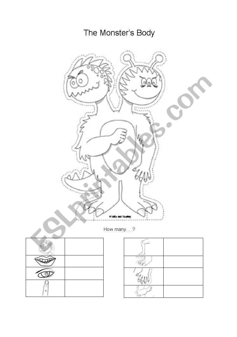 A monsters body worksheet