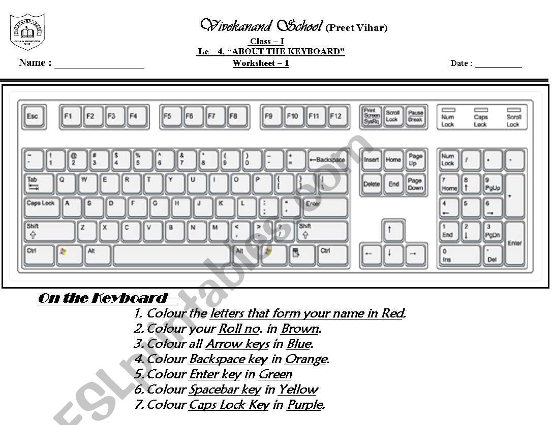 computer keyboard worksheet