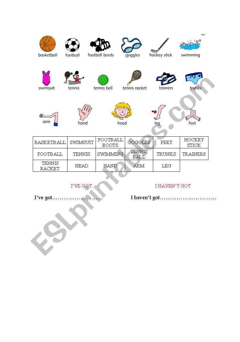 sports worksheet