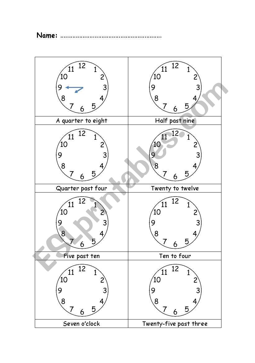 Clock hands worksheet