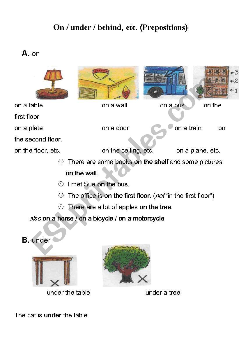 Prepositions worksheet