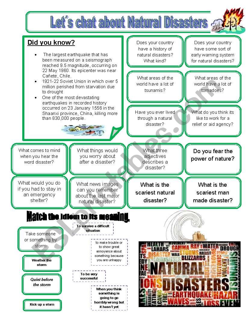 Let S Chat About Natural Disasters Esl Worksheet By Swanhime