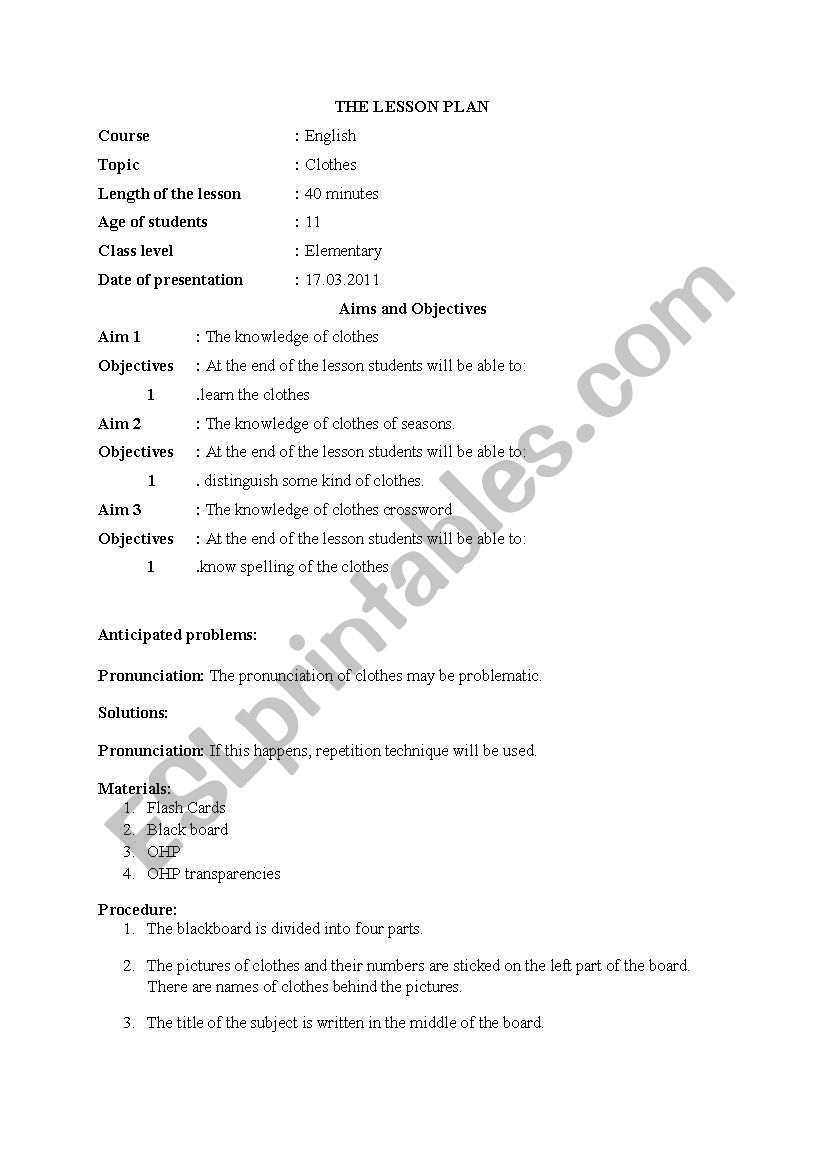 lesson plan worksheet