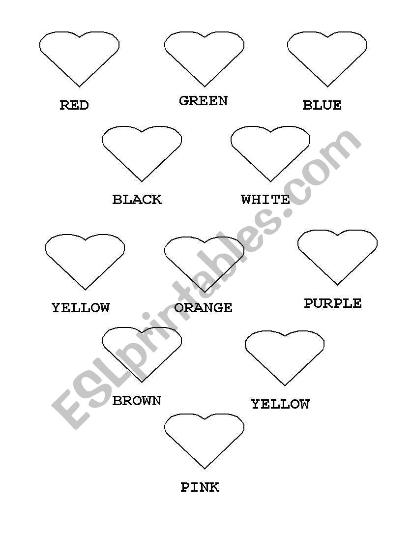 Colour these hearts worksheet