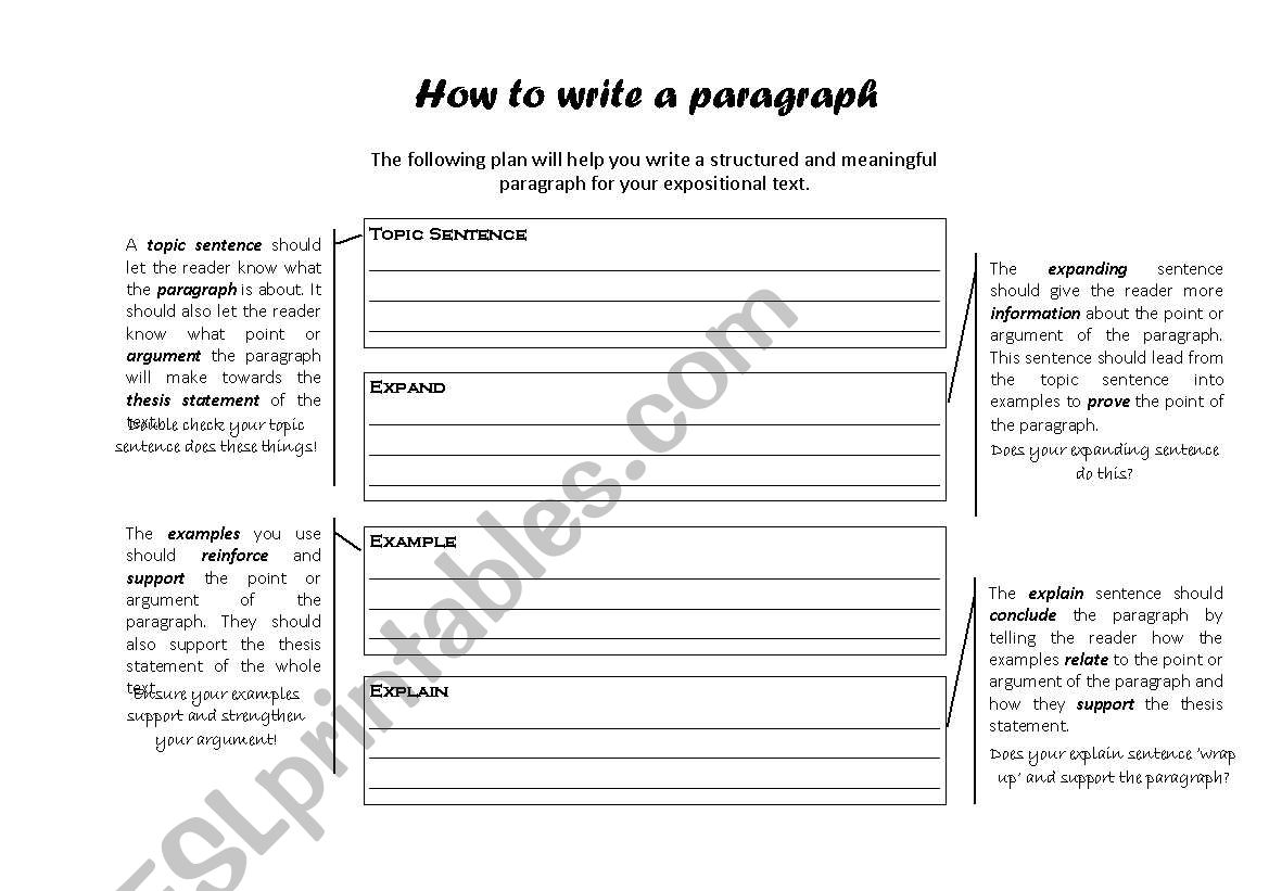 how-to-write-a-paragraph-esl-worksheet-by-claire-bamford