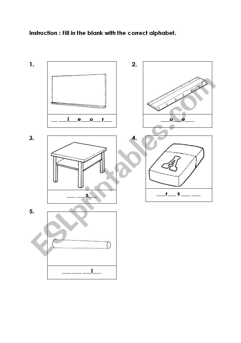 English worksheets: Things in the classroom