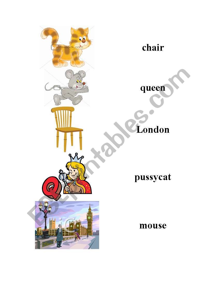 matching activity to poem Pussy cat