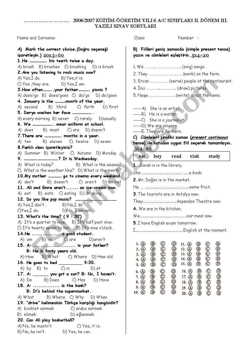 2nd term 3rd exam alntdr worksheet