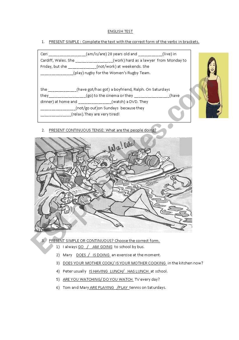 COMPLETE EXCELLENT SIMPLE PRESENT TEST