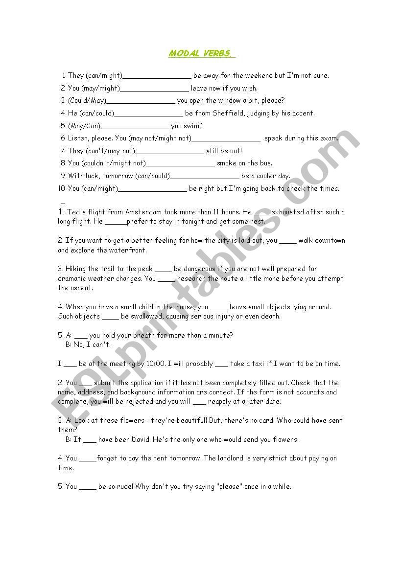 MODAL VERBS worksheet