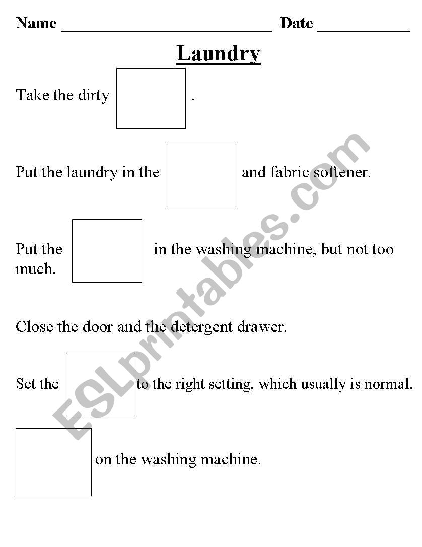 Laundry Steps worksheet