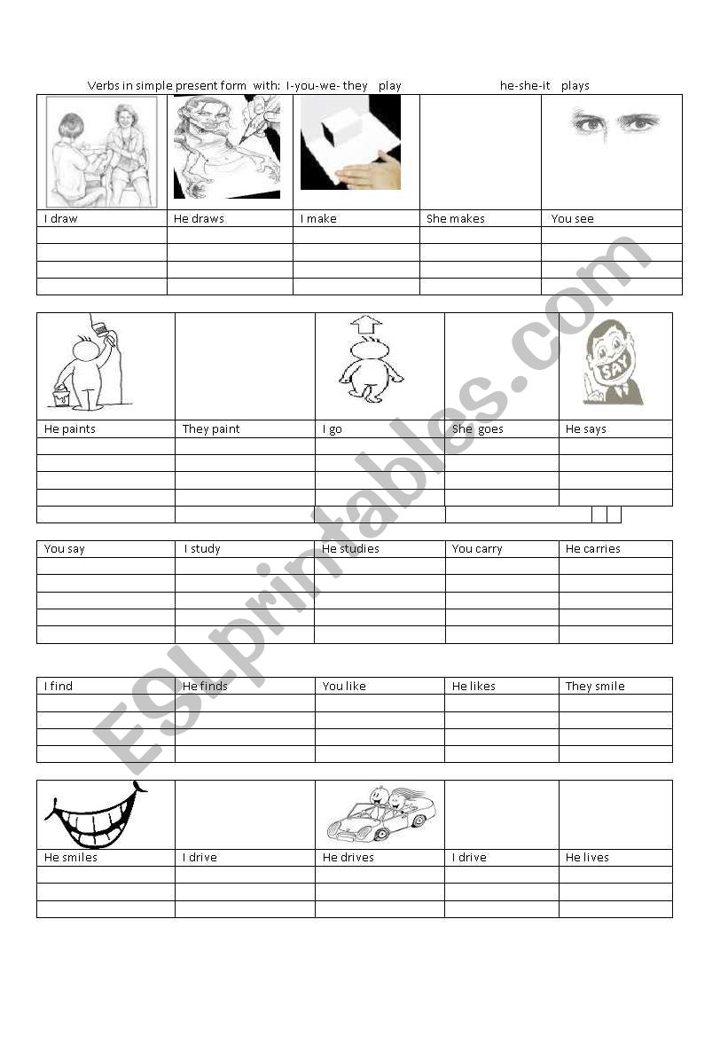 Verbs in simple present worksheet