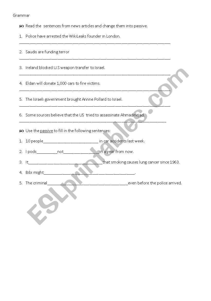 Passive worksheet worksheet