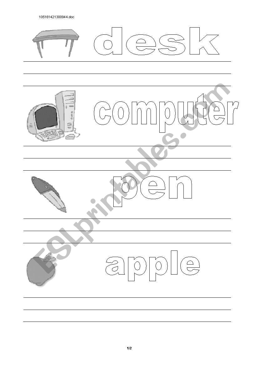 school objects worksheet worksheet