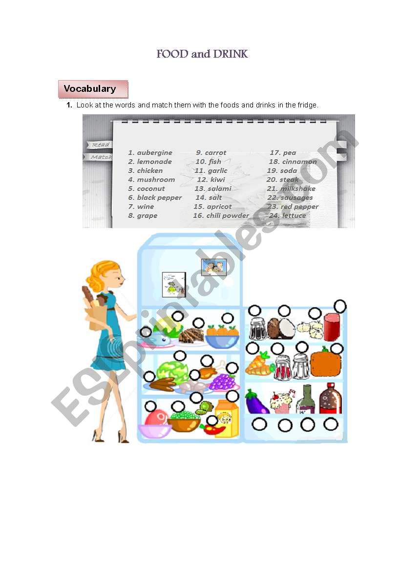 Food and Drink Matching worksheet