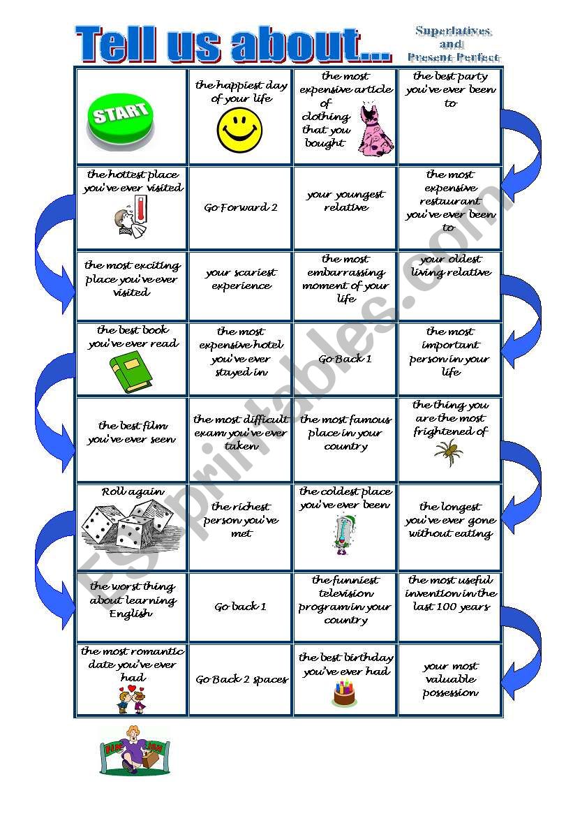 Superlative And Present Perfect Boardgame ESL Worksheet By Swanhime