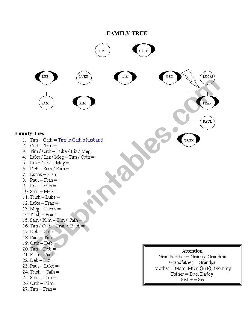 Family Tree worksheet