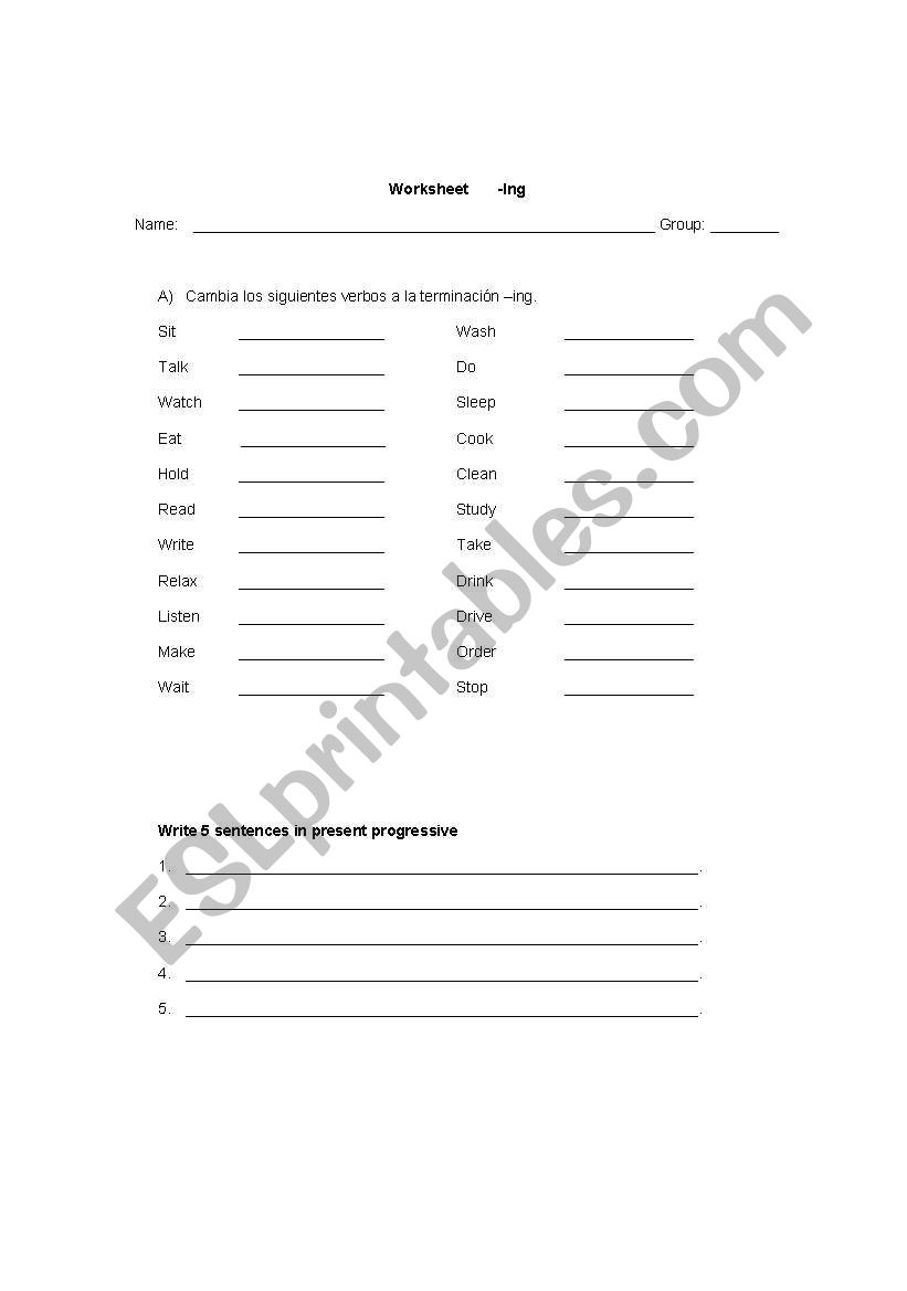 Present continuous worksheet