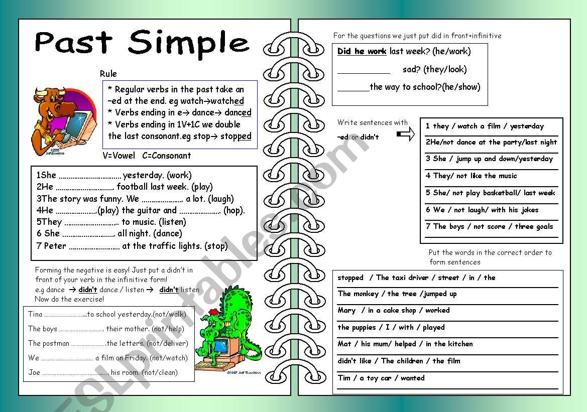 Past Simple Regular Verbs Worksheet Answers