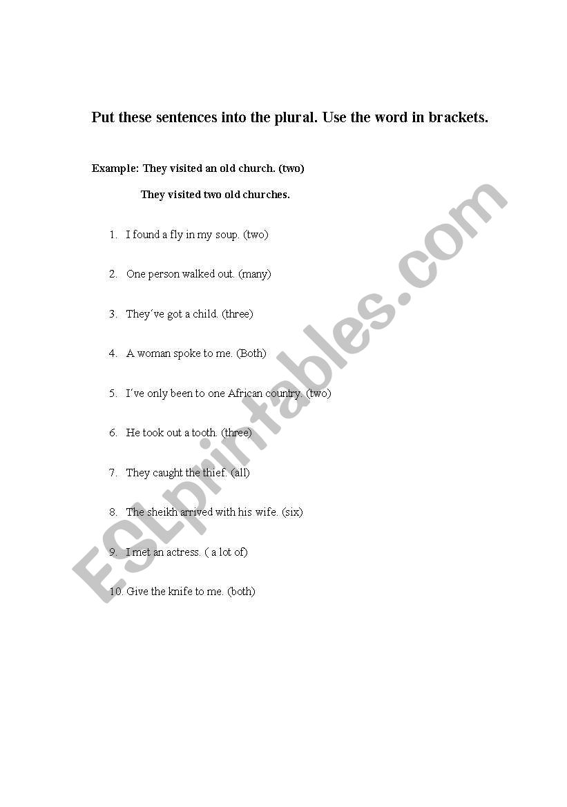 Plural worksheet