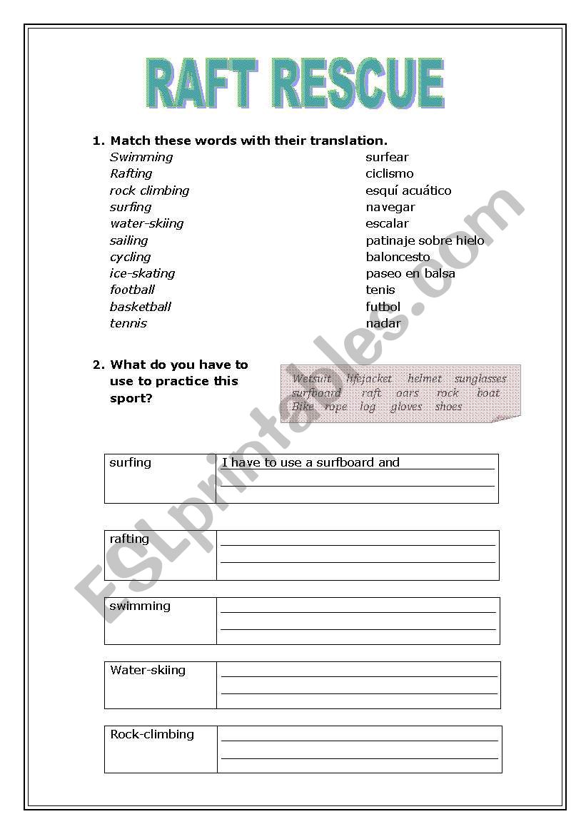 Sports worksheet