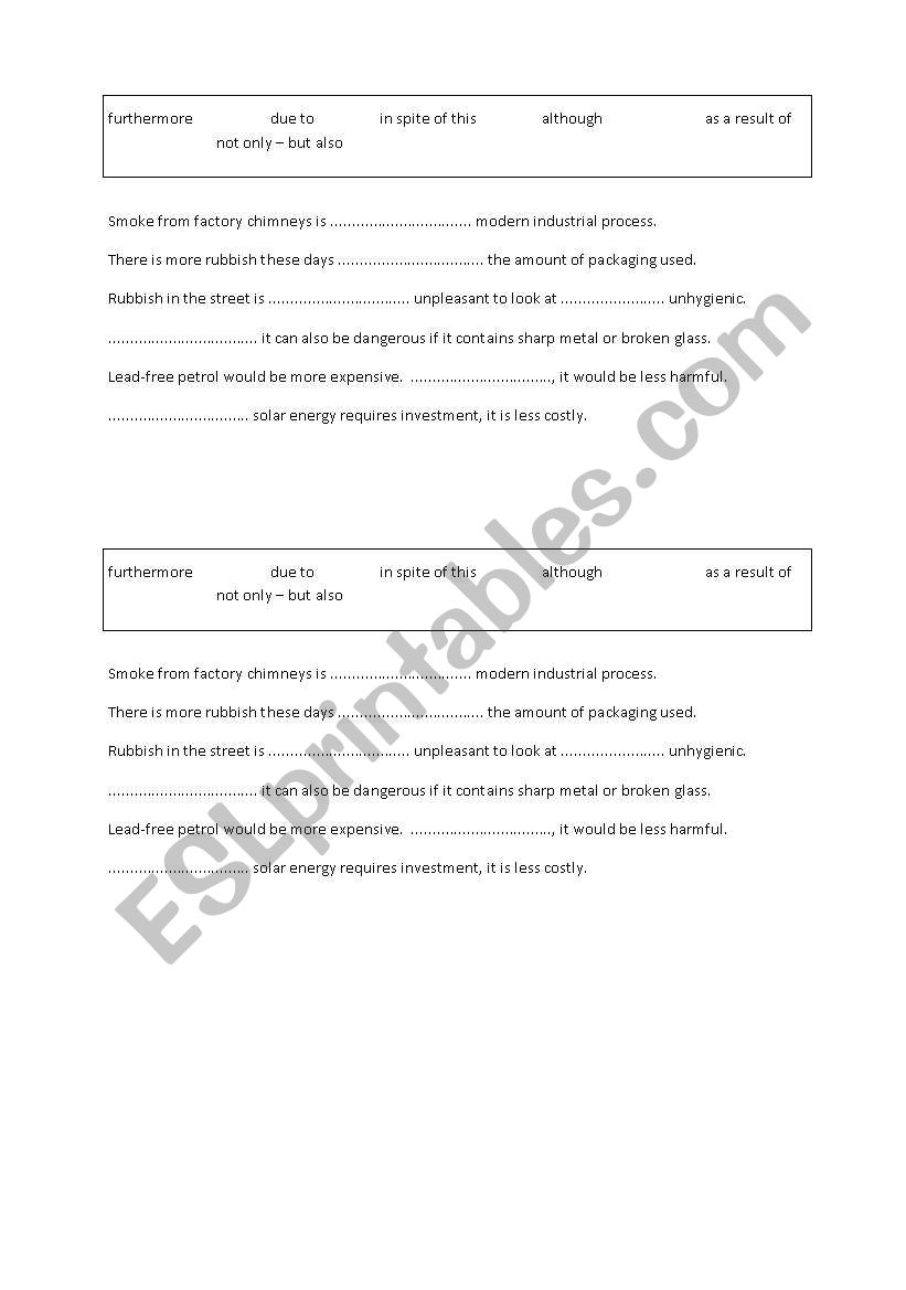 Connective words worksheet