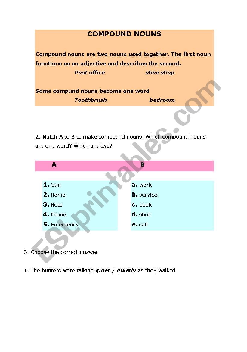 compound nouns worksheet