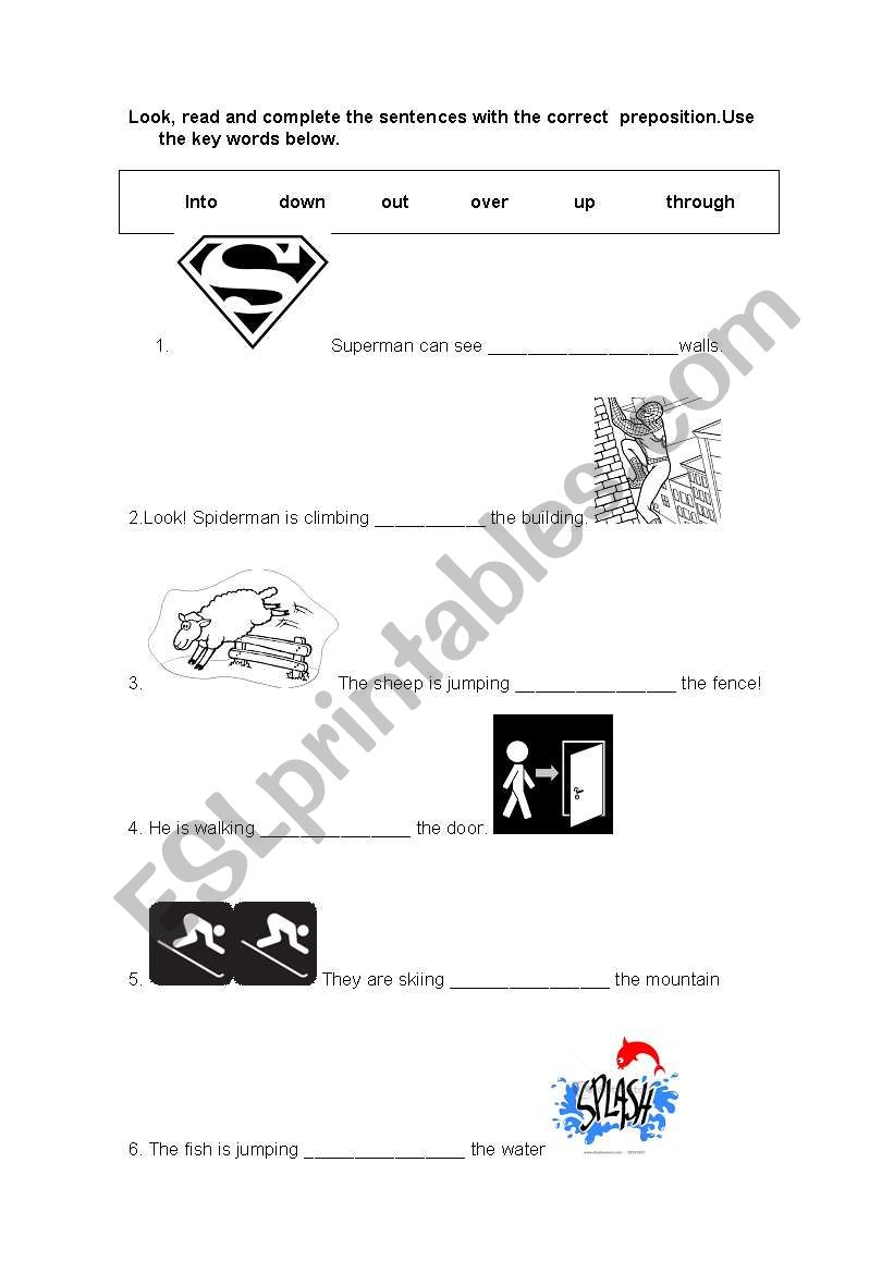 SHEET ON PREPOSITION worksheet