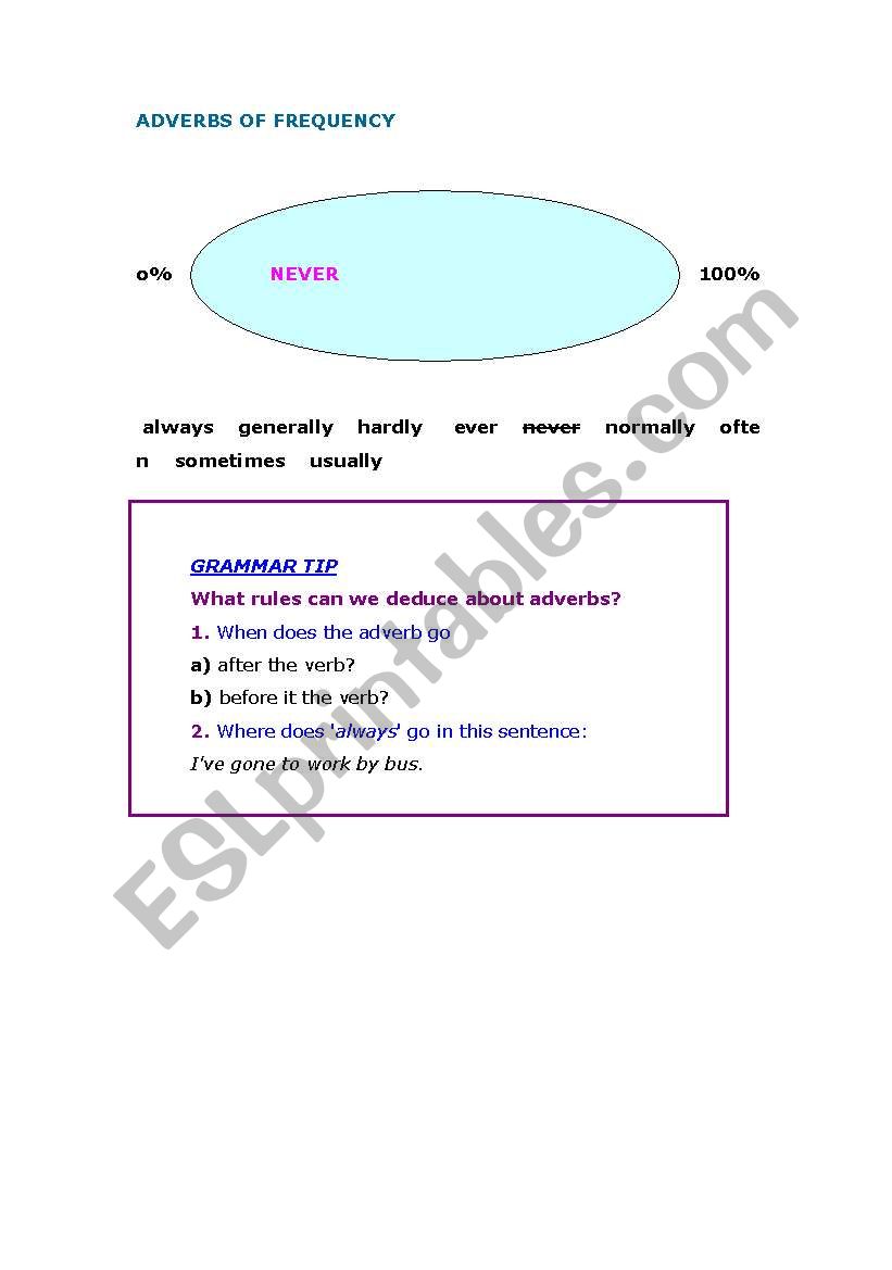 adverbs of frequency worksheet