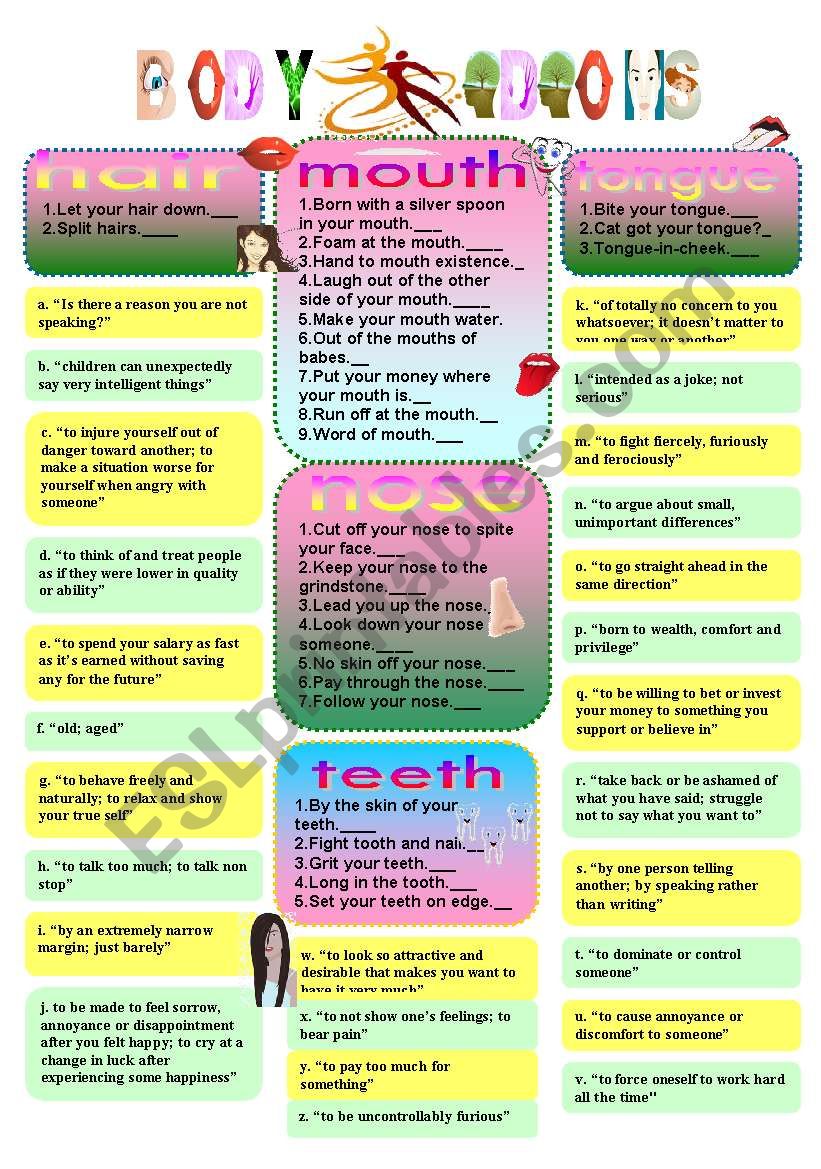 body idioms2 worksheet