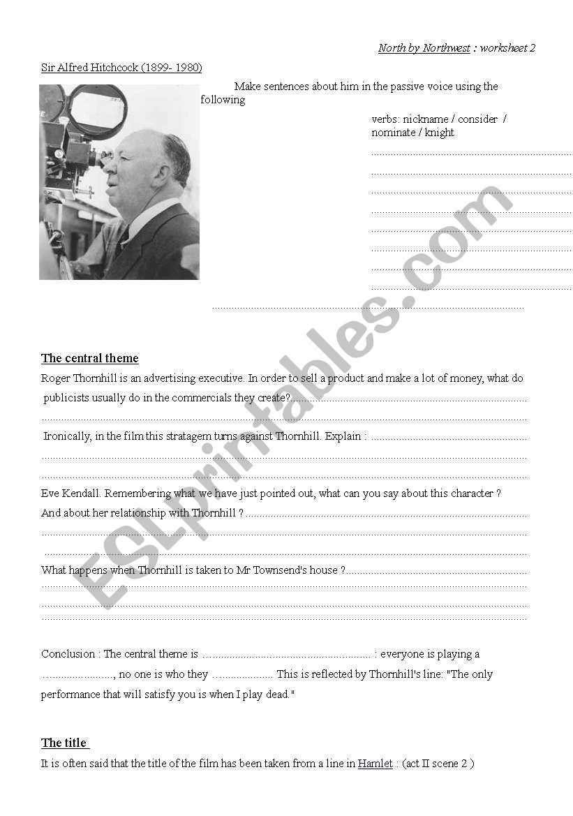 North by northwest 2 worksheet